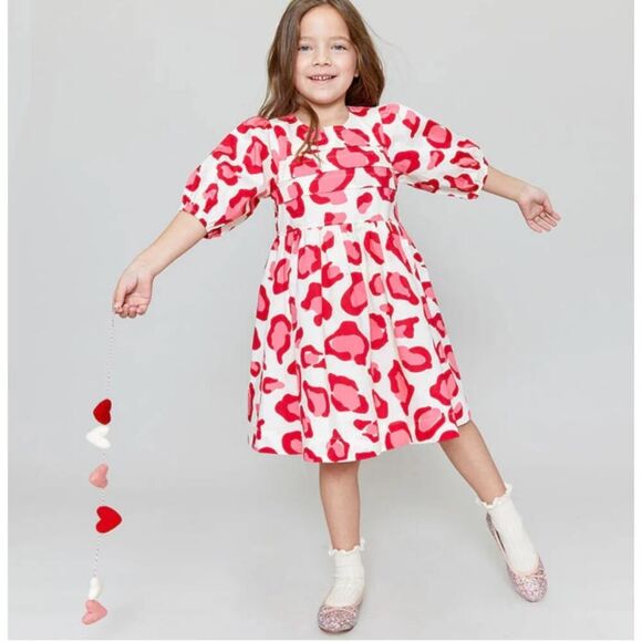 Pink Chicken Pink & Red Leopard Evelyn Dress Sz. 7Y - Picture 1 of 8